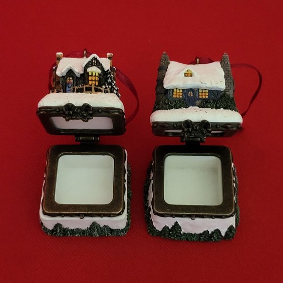 Thomas Kincade Christmas Mini Trinket Box Christmas Ornament Set of 2 - Picture 6 of 11